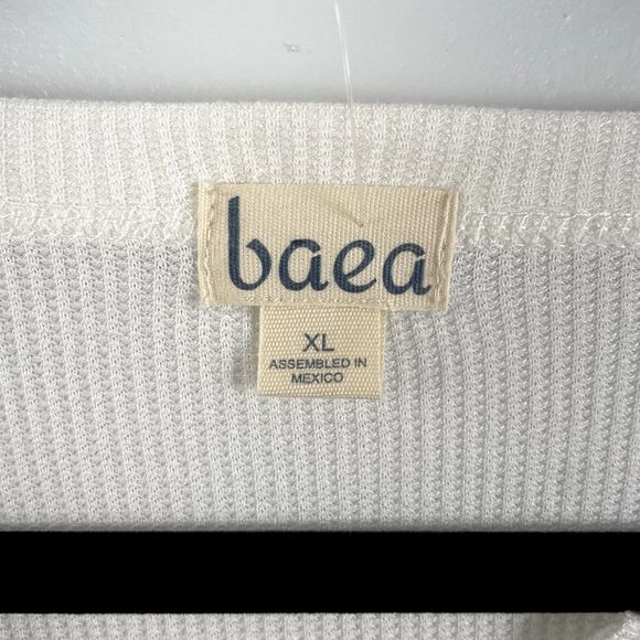 baea Womens Thermal Sweater White XL Polyester Blend Stretch Ruffle Bell Sleeves - Picture 8 of 9